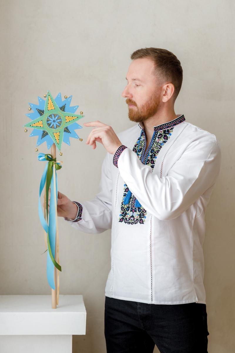 Різдвяна зірка "Небо і земля..." , діаметр 24 см (ручна робота) фото 1