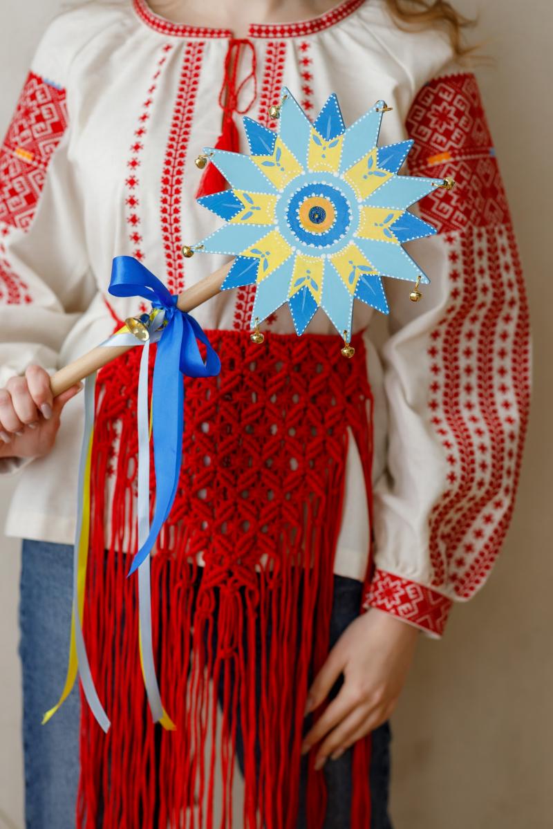 Різдвяна зірка "Патріотична" (24см діаметр) ручної роботи