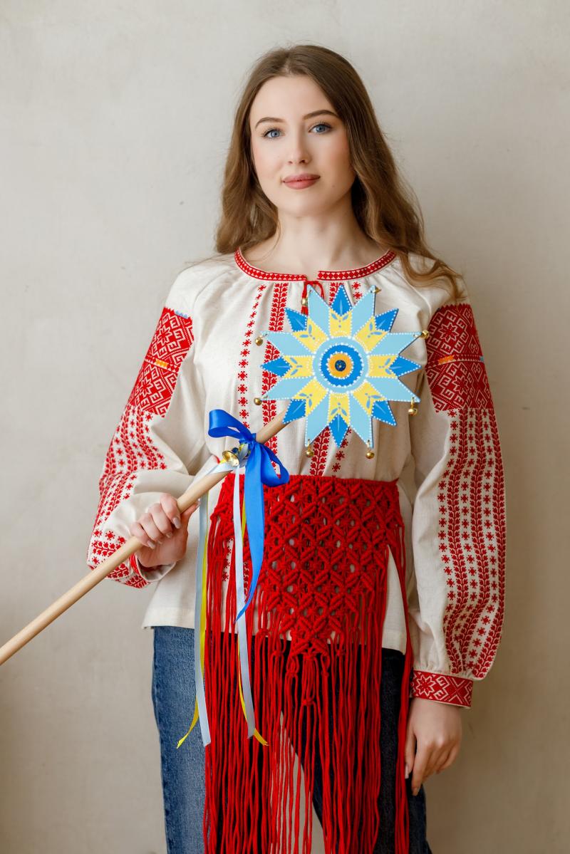 Різдвяна зірка "Патріотична" (24см діаметр) ручної роботи фото 1