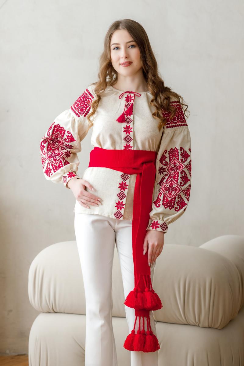 Жіноча лляна вишиванка "Оберіг" від ТМ КАЛИНА фото 1