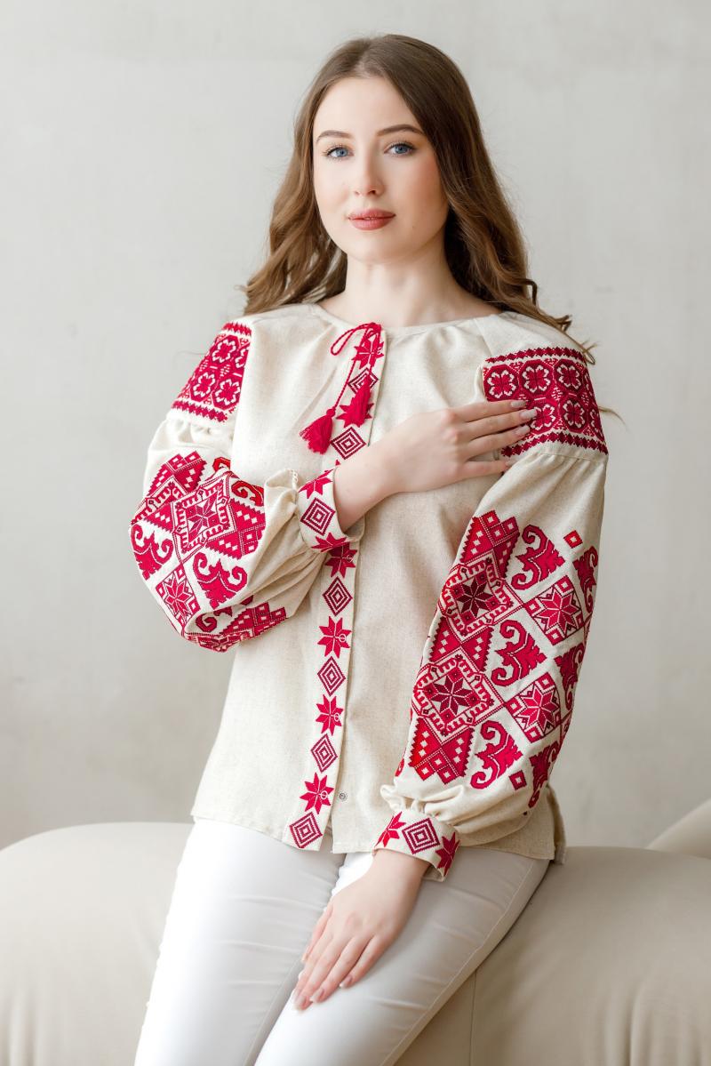 Жіноча лляна вишиванка "Оберіг" від ТМ КАЛИНА