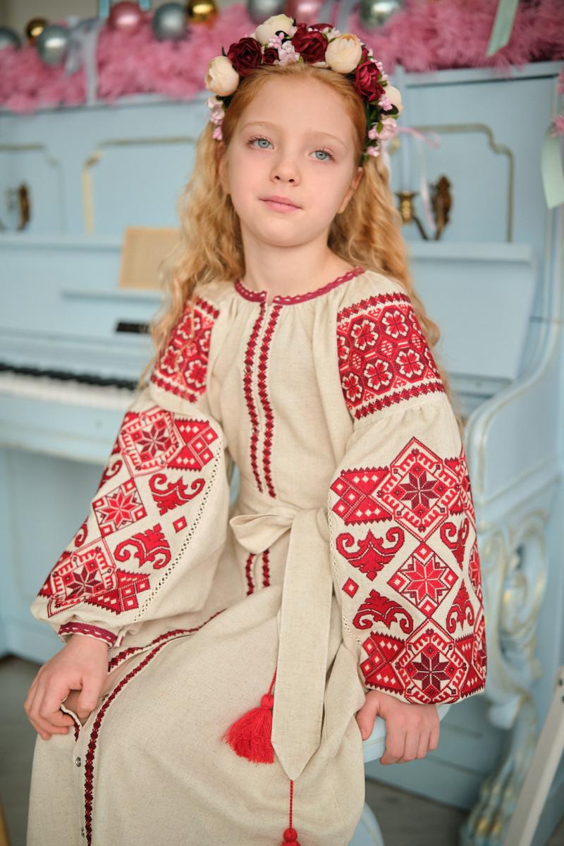 Лляна сукня для дівчаток "Оберіг" від ТМ КАЛИНА фото 1