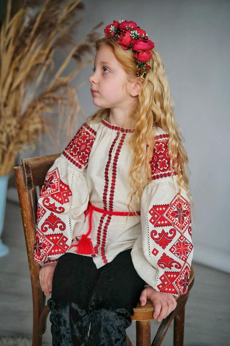 Лляна вишиванка для дівчинки "Оберіг"  від ТМ КАЛИНА  фото 1