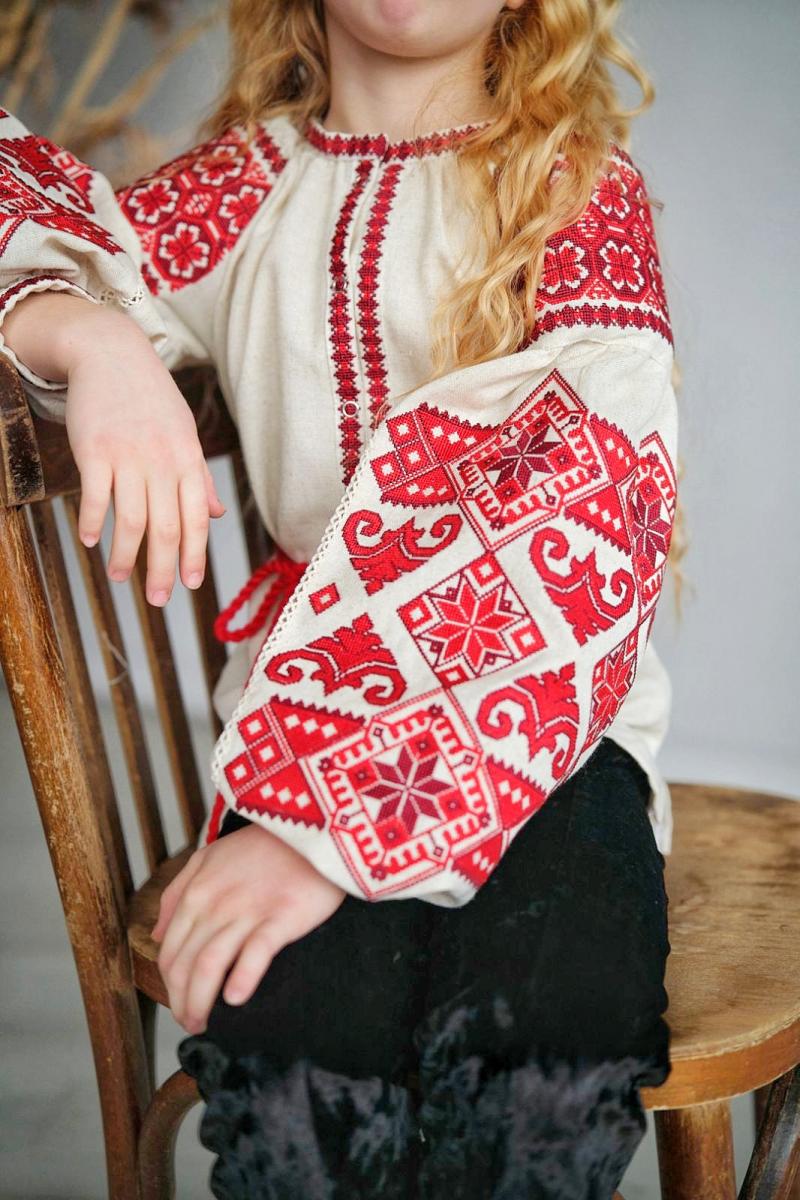 Лляна вишиванка для дівчинки "Оберіг"  від ТМ КАЛИНА  фото 3