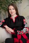 Чорна жіноча вишиванка з льону "Квіти вогню" від ТМ КАЛИНА фото 2