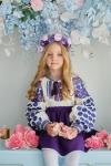 Неймовірна яскрава лляна вишиванка для дівчаток "Розквіт" (фіолетова) від ТМ КАЛИНА фото 2