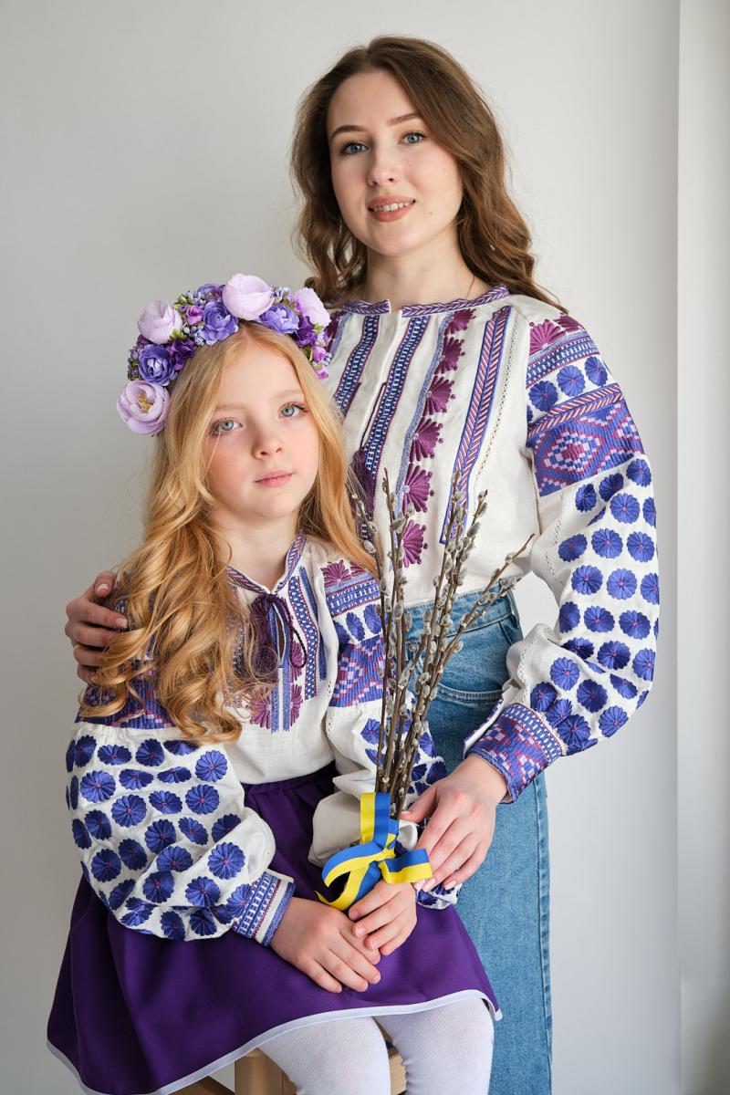 Неймовірна яскрава лляна вишиванка для дівчаток "Розквіт" (фіолетова) від ТМ КАЛИНА фото 3