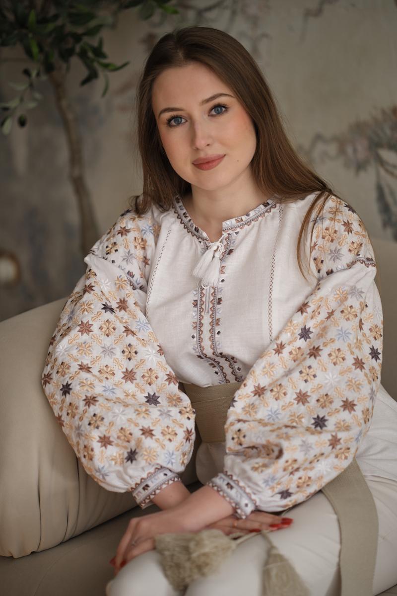 Жіноча вишиванка з натурально тканини (кропива) "Зорепад" від ТМ КАЛИНА