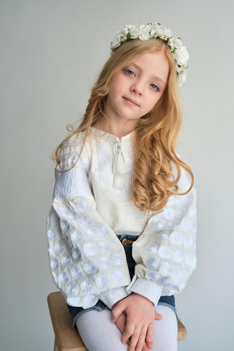 Ніжна лляна вишиванка для дівчаток "Розквіт"  від ТМ КАЛИНА фото 1
