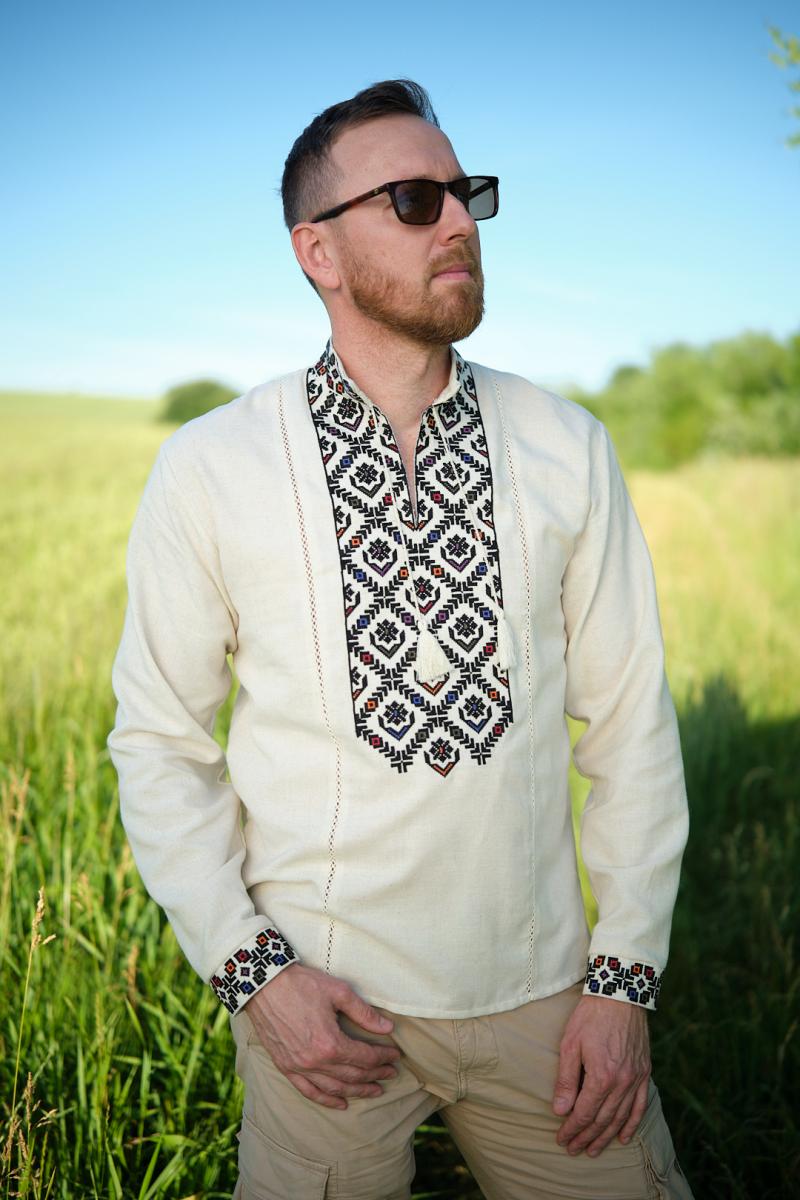 Чоловіча лляна вишиванка "Ексклюзив" від ТМ КАЛИНА фото 1