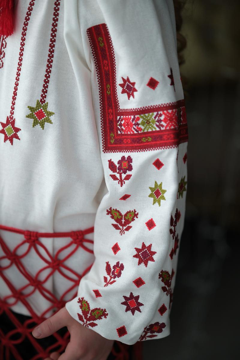 Стильна вишиванка для дівчаток з натуральної тканини льон-бавовна фото 3