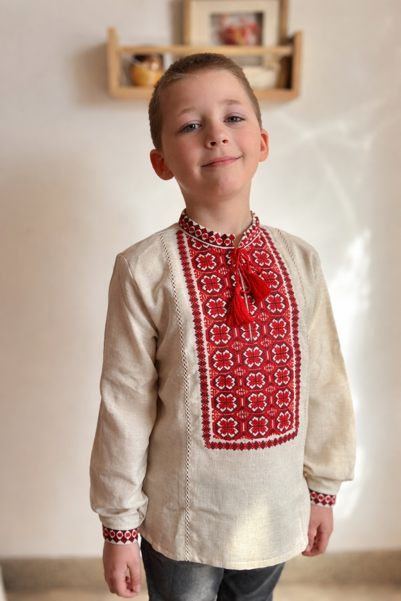 Лляна вишиванка для хлопчика "Оберіг" від ТМ КАЛИНА фото 1