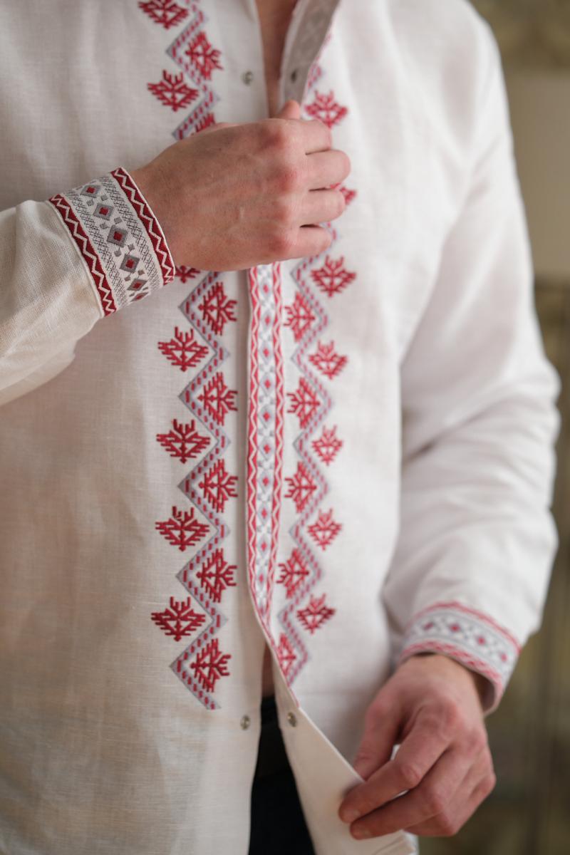 Чоловіча лляна вишиванка  на кнопки "Щаслива доля" від ТМ КАЛИНА фото 1