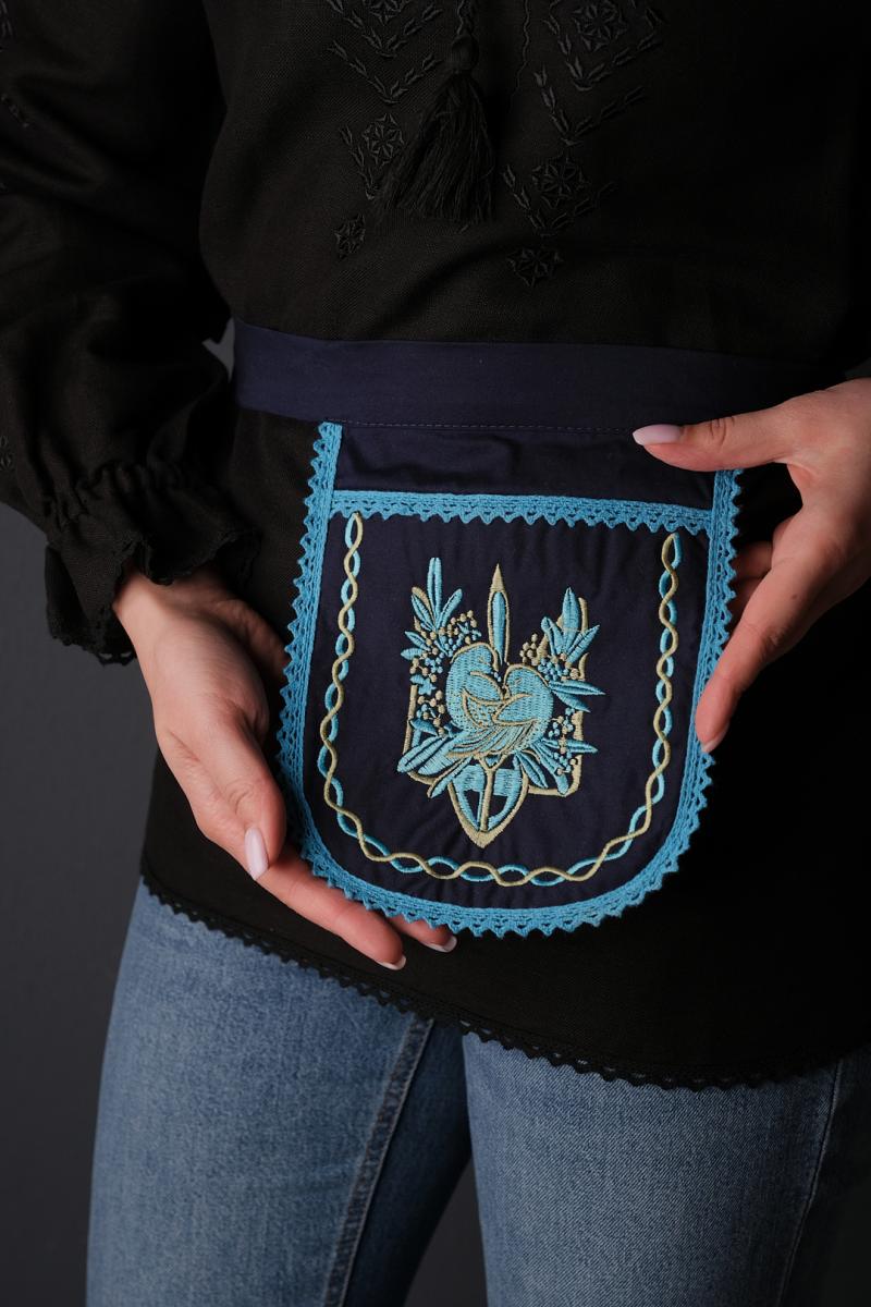 Киенька-ладунка темно синього кольору з вишивкою "Пташки" фото 1