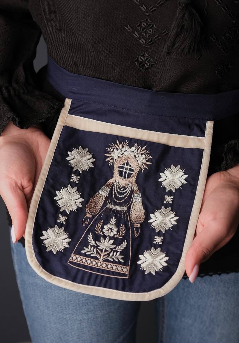 Сумка-ладунка темно синього кольору з вишивкою "Мотанка" фото 1