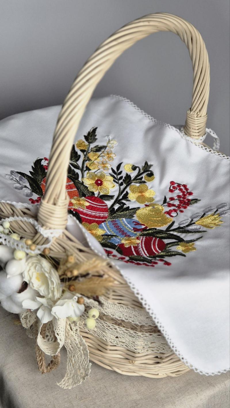 Вишитий рушник на великодній кошик "Циплятка" фото 3
