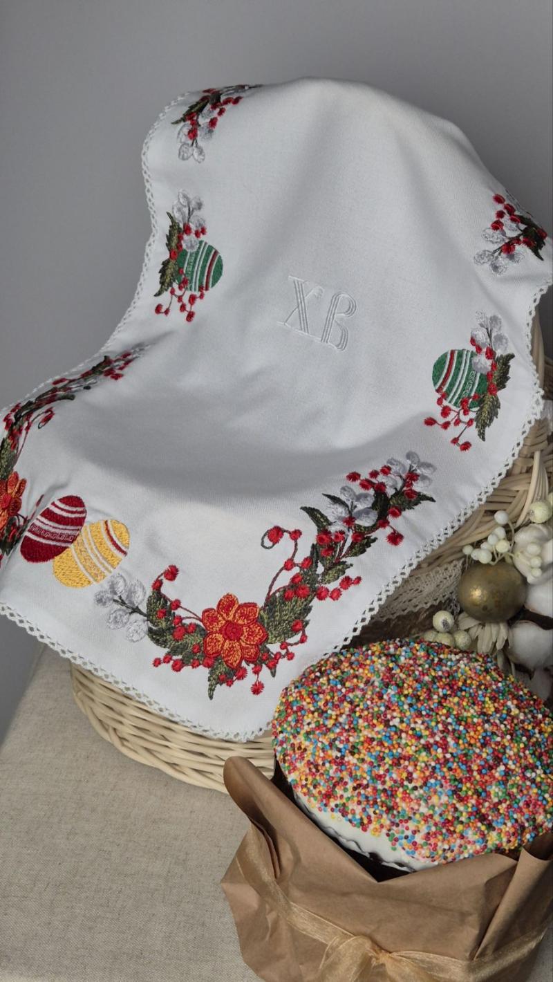 Вишитий рушник на великодній кошик "Писанка"