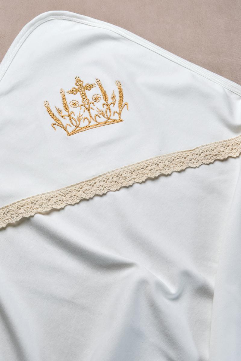 Крижма для хрещення молочного кольору "Золоті колоски" фото 1