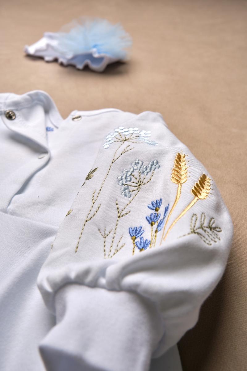 Ніжний набір для хрещення дівчинки з вишивкою "Квіти в колосках" фото 5