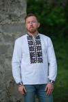 Чоловіча вишиванка з білого домотканого полотна "Вірність" від ТМ КАЛИНА фото 4