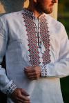 Білосніжна лляна чоловіча вишиванка "Вінницькі мотиви" від ТМ КАЛИНА фото 3