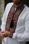Чоловіча лляна вишиванка білосніжного кольору "Спадщина" від ТМ КАЛИНА фото 3