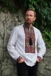 Чоловіча лляна вишиванка білосніжного кольору "Спадщина" від ТМ КАЛИНА фото 2
